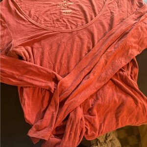 American Eagle Outfitters Soft Red Long Sleeve Tee